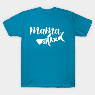 Mama Shark Letter Print Women Funny Graphic Mothers Day T-Shirt